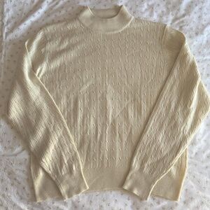 vintage cream mock neck lightweight sweater